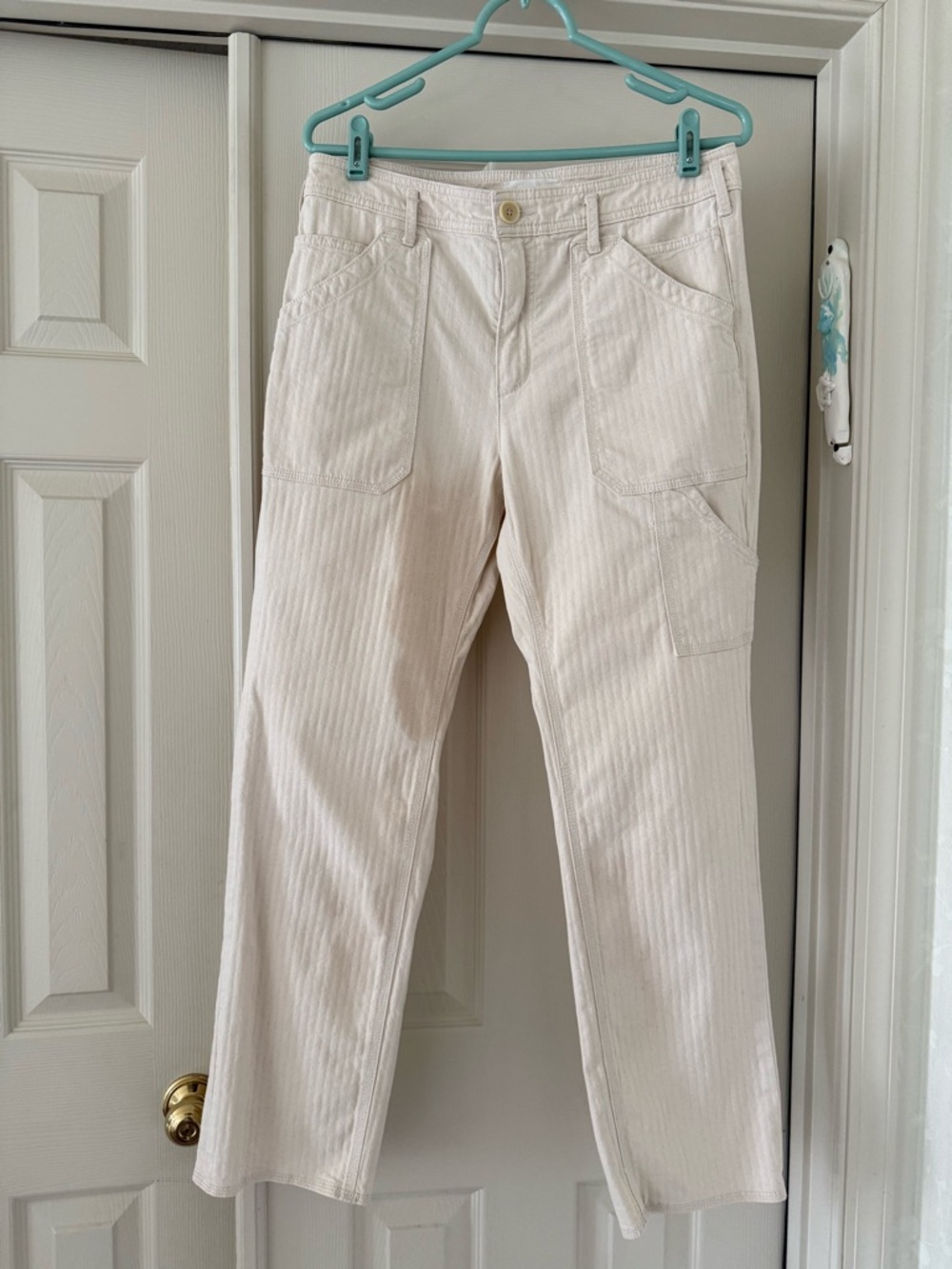 Anthropologie Off-White/Tan High-Rise Pants